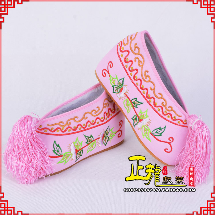 龙山花旦鞋女绣花彩鞋 舒适款草花内高彩鞋